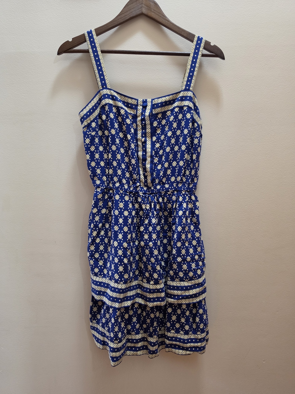 Anthropologie Maeve Oberlin Blue Floral Tiered Mini Dress 4